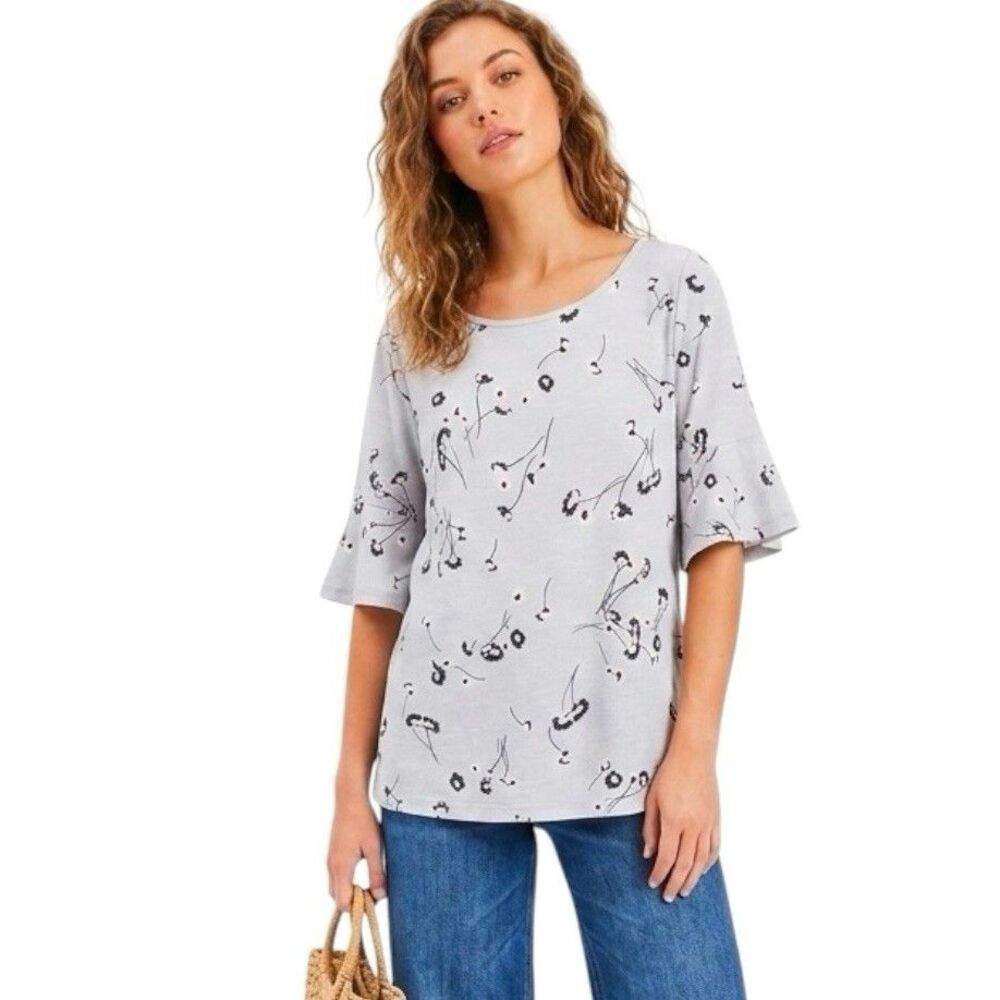 Lc Lauren Conrad Womens Blouse Size Large Floral Textured Thermal Tied Back Y2k